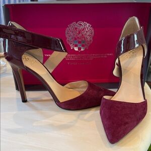 Vince Camuto Dark Red Ankle Strap Heels